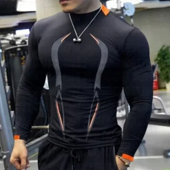 Men's Compression Shirt Athletic Shirt Gym Shirt Fitness Shirt Padded Compression Shirt Long Sleeve Tee Tshirt Casual Athleisure Fall Quick Dry Soft Breathable Gym Workout Walking Jogging Sportswear