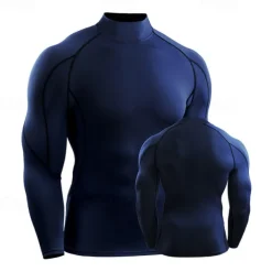 Men's Compression Shirt Athletic Shirt Gym Shirt Fitness Shirt Patchwork Long Sleeve Tee Tshirt Casual Athleisure Fall Breathable Quick Dry Soft Gym Workout Running Walking Sportswear Activewear