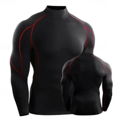 Men's Compression Shirt Athletic Shirt Gym Shirt Fitness Shirt Patchwork Long Sleeve Tee Tshirt Casual Athleisure Fall Breathable Quick Dry Soft Gym Workout Running Walking Sportswear Activewear