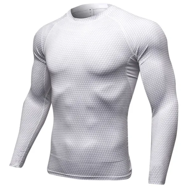 Men's Compression Shirt Running Shirt Long Sleeve Tee Tshirt Athletic Spandex Quick Dry Breathability Lightweight Stretchy Fitness Gym Workout Running Sportswear Activewear Snakeskin White Red Blue