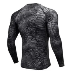Men's Compression Shirt Running Shirt Long Sleeve Tee Tshirt Athletic Spandex Quick Dry Breathability Lightweight Stretchy Fitness Gym Workout Running Sportswear Activewear Snakeskin White Red Blue