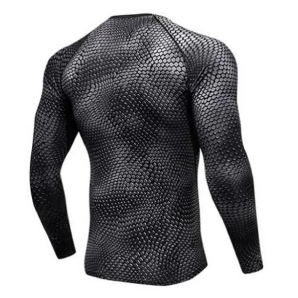 Men's Compression Shirt Running Shirt Long Sleeve Tee Tshirt Athletic Spandex Quick Dry Breathability Lightweight Stretchy Fitness Gym Workout Running Sportswear Activewear Snakeskin White Red Blue
