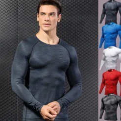 Men's Compression Shirt Running Shirt Long Sleeve Tee Tshirt Athletic Spandex Quick Dry Breathability Lightweight Stretchy Fitness Gym Workout Running Sportswear Activewear Snakeskin White Red Blue