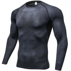 Men's Compression Shirt Running Shirt Long Sleeve Tee Tshirt Athletic Spandex Quick Dry Breathability Lightweight Stretchy Fitness Gym Workout Running Sportswear Activewear Snakeskin White Red Blue