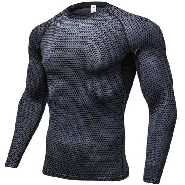 Men's Compression Shirt Running Shirt Long Sleeve Tee Tshirt Athletic Spandex Quick Dry Breathability Lightweight Stretchy Fitness Gym Workout Running Sportswear Activewear Snakeskin White Red Blue