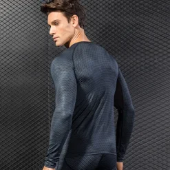 Men's Compression Shirt Running Shirt Long Sleeve Tee Tshirt Athletic Spandex Quick Dry Breathability Lightweight Stretchy Fitness Gym Workout Running Sportswear Activewear Snakeskin White Red Blue