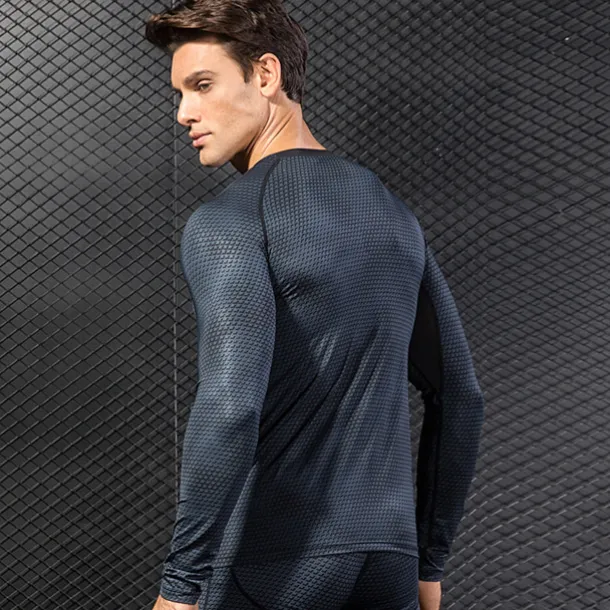 Men's Compression Shirt Running Shirt Long Sleeve Tee Tshirt Athletic Spandex Quick Dry Breathability Lightweight Stretchy Fitness Gym Workout Running Sportswear Activewear Snakeskin White Red Blue
