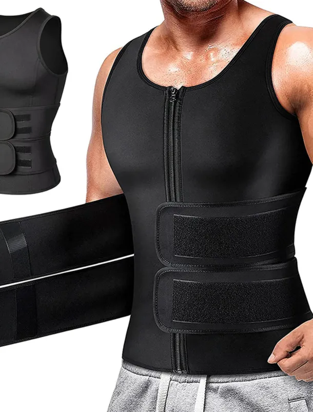 Men's Compression Shirts Body Shaper Shapewear Active Tank Crew Neck Sleeveless Vacation Sports & Outdoor Going out Casual Daily Gym Soft Plain Black Grey Activewear Fashion Sport