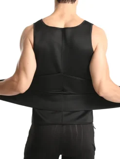 Men's Compression Shirts Body Shaper Shapewear Active Tank Crew Neck Sleeveless Vacation Sports & Outdoor Going out Casual Daily Gym Soft Plain Black Grey Activewear Fashion Sport