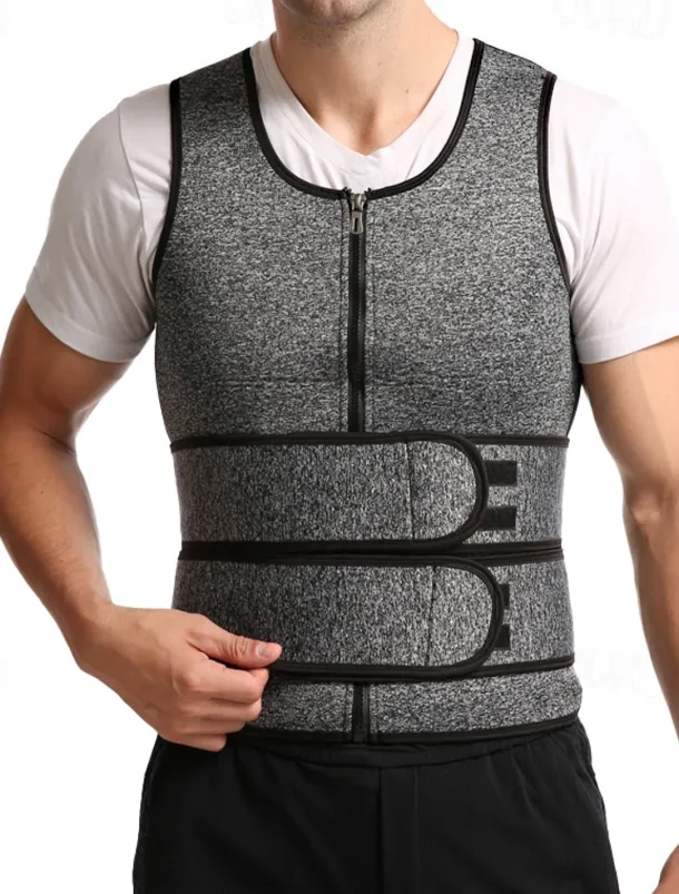 Men's Compression Shirts Body Shaper Shapewear Active Tank Crew Neck Sleeveless Vacation Sports & Outdoor Going out Casual Daily Gym Soft Plain Black Grey Activewear Fashion Sport