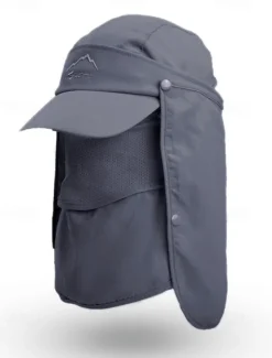 Men's Convertible Sun Hat with Neck Flap and Detachable Face Cover, UV Protection Lightweight Cap for Outdoor Hiking, Fishing, and Camping