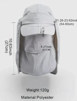 Men's Convertible Sun Hat with Neck Flap and Detachable Face Cover, UV Protection Lightweight Cap for Outdoor Hiking, Fishing, and Camping