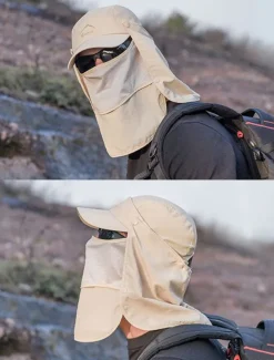 Men's Convertible Sun Hat with Neck Flap and Detachable Face Cover, UV Protection Lightweight Cap for Outdoor Hiking, Fishing, and Camping