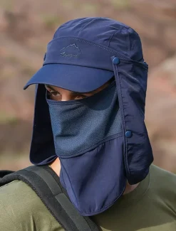 Men's Convertible Sun Hat with Neck Flap and Detachable Face Cover, UV Protection Lightweight Cap for Outdoor Hiking, Fishing, and Camping
