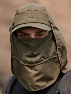 Men's Convertible Sun Hat with Neck Flap and Detachable Face Cover, UV Protection Lightweight Cap for Outdoor Hiking, Fishing, and Camping