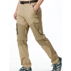 Men's Convertible Zip Off Pants Hiking Pants Trousers Summer Outdoor Waterproof Windproof Breathable Quick Dry Pants / Trousers Bottoms Elastic Waist Black Army Green Camping / Hiking Fishing Hiking
