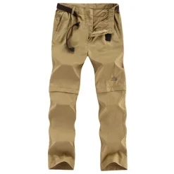 Men's Convertible Zip Off Pants Hiking Pants Trousers Summer Outdoor Waterproof Breathable Quick Dry Multi Pockets Pants / Trousers Bottoms Elastic Waist Army Green Khaki Camping / Hiking Fishing