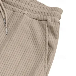 Men's Corduroy Pants Trousers Summer Pants Beach Pants Pocket Elastic Waist Drawstring Plain Comfort Sports Outdoor Daily Fashion Casual Black Green Micro-elastic