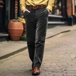 Men's Corduroy Pants Trousers Casual Pants Front Pocket Straight Leg Plain Comfort Casual Daily Holiday Fashion Basic Black Khaki