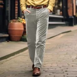 Men's Corduroy Pants Trousers Casual Pants Front Pocket Straight Leg Plain Comfort Casual Daily Holiday Fashion Basic Black Khaki