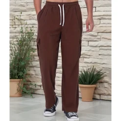 Men's Corduroy Pants Trousers Casual Pants Drawstring Elastic Waist Multi Pocket Plain Comfort Sports Outdoor Daily Fashion Casual Black Army Green Micro-elastic