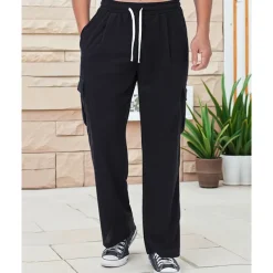 Men's Corduroy Pants Trousers Casual Pants Drawstring Elastic Waist Multi Pocket Plain Comfort Sports Outdoor Daily Fashion Casual Black Army Green Micro-elastic