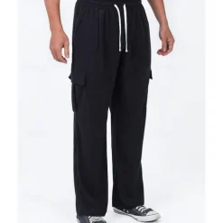 Men's Corduroy Pants Trousers Casual Pants Drawstring Elastic Waist Multi Pocket Plain Comfort Sports Outdoor Daily Fashion Casual Black Army Green Micro-elastic