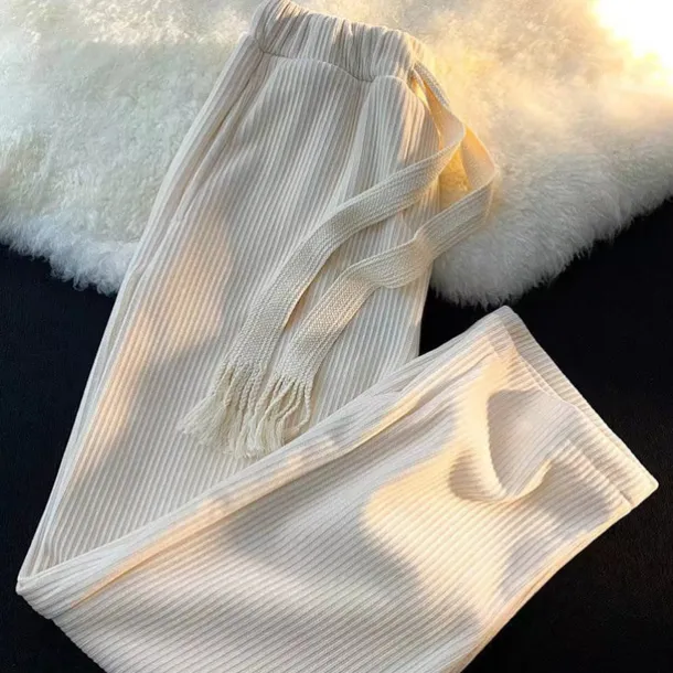 Men's Corduroy Pants Winter Pants Trousers Drawstring Elastic Waist Straight Leg Solid Color Comfort Warm Casual Daily Streetwear Sports Fashion Black Apricot Micro-elastic