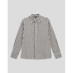 Men's Cotton Black Long Sleeve Striped Fold-over Collar School Formal Clothing Apparel Elegant Active Vacation Vintage