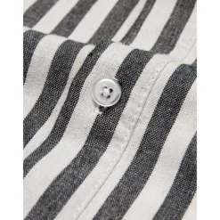 Men's Cotton Black Long Sleeve Striped Fold-over Collar School Formal Clothing Apparel Elegant Active Vacation Vintage