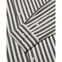 Men's Cotton Black Long Sleeve Striped Fold-over Collar School Formal Clothing Apparel Elegant Active Vacation Vintage