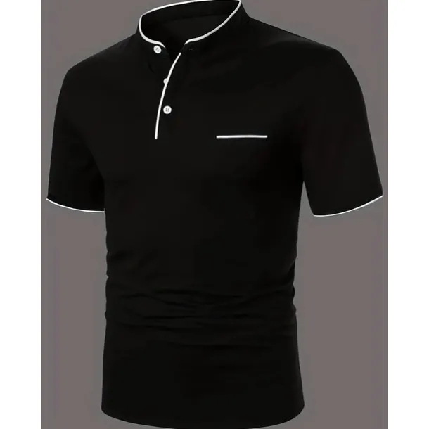 Men's Cotton Blend Polo Shirt Golf Shirt Street Casual Stand Collar Banded Collar Short Sleeve Fashion Basic Plain Classic Summer Regular Fit Navy Black White Red Cotton Blend Polo Shirt