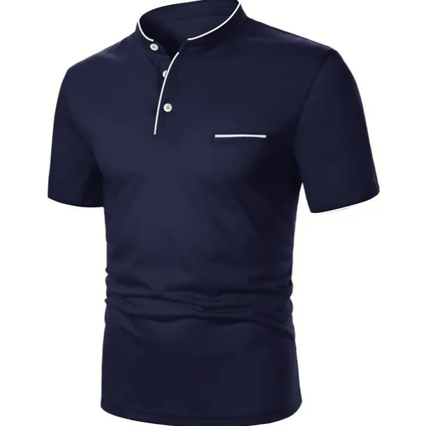 Men's Cotton Blend Polo Shirt Golf Shirt Street Casual Stand Collar Banded Collar Short Sleeve Fashion Basic Plain Classic Summer Regular Fit Navy Black White Red Cotton Blend Polo Shirt