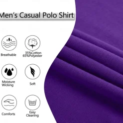 Men's Cotton Blend Polo Shirt Golf Shirt Casual Holiday Lapel Short Sleeve Fashion Basic Color Block Patchwork Pocket Summer Regular Fit Dark Grey Purple Cotton Blend Polo Shirt