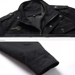 Men's Cotton Embroidered Military Jacket Cargo Jacket with Shoulder Straps Long Sleeve Standing Collar Multi-Pockets Coat Trucker Jacket Western Cow Print Tactical Outerwear