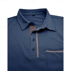 Men's Cotton Polo Shirt Golf Shirt Work Casual Lapel Short Sleeve Basic Modern Color Block Patchwork Button Spring & Summer Regular Fit Army Green Lake blue Forest Green Black White Burgundy Cotton