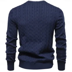 Men's Cotton Pullover Sweater Jumper Knit Embroidery Deer Crew Neck Knitwear Elegant Christmas Outdoor Clothing Apparel Fall Winter Black White S M L