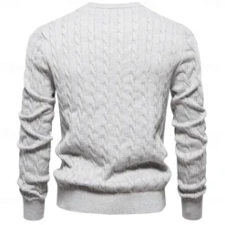 Men's Cotton Pullover Sweater Jumper Knit Embroidery Deer Crew Neck Knitwear Elegant Christmas Outdoor Clothing Apparel Fall Winter Black White S M L