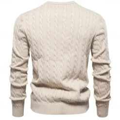 Men's Cotton Pullover Sweater Jumper Knit Embroidery Deer Crew Neck Knitwear Elegant Christmas Outdoor Clothing Apparel Fall Winter Black White S M L