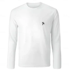 Men's Cotton T shirt Tee Embroidered Palm Tree Crew Neck Training Outdoor Long Sleeve Clothing Apparel Elegant Warm Vacation Vintage