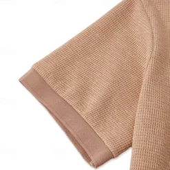 Men's Cotton Waffle Polo Shirts Golf Shirt Casual Holiday Lapel Ribbed Polo Collar Short Sleeve Fashion Basic Plain Buttons Soft Summer Spring Regular Fit White Yellow Green Gray Waffle Polo