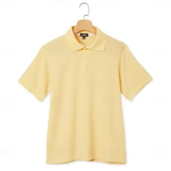 Men's Cotton Waffle Polo Shirts Golf Shirt Casual Holiday Lapel Ribbed Polo Collar Short Sleeve Fashion Basic Plain Buttons Soft Summer Spring Regular Fit White Yellow Green Gray Waffle Polo