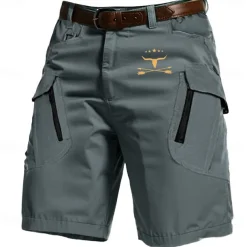 Men's Cow Arrow Cargo Shorts Mid Waist Sports Fashion Streetwear Sports Outdoor Casual Daily Drawstring Side Pockets Elastic Waist Designer Clothing Apparel