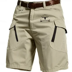 Men's Cow Arrow Cargo Shorts Mid Waist Sports Fashion Streetwear Sports Outdoor Casual Daily Drawstring Side Pockets Elastic Waist Designer Clothing Apparel