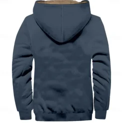 Men's Cow Fleece Hoodie Hoodies Fashion Cool Long Sleeve Hooded Holiday Hunting Streetwear Blue Brown Zipper Pocket Fall Winter Designer