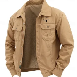 Men's Cow Print Shirt Work Shirt Western Shirt Long Sleeve Casual Sports & Outdoor Going out Fall Winter Turndown Button-Down Black Army Green Khaki