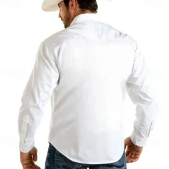 Men's Cow Print Western Shirt Button Up Shirt Cowboy Shirt Long Sleeve Western Vintage Retro Outdoor Casual Spring Fall Turndown Collared Shirts Front Two Pockets Black Pink Apricot