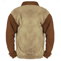 Men's Cowboy Sweatshirt Quarter Zip Sweatshirt Long Sleeve Sweatshirt Stand Collar Quarter Zip Casual Vintage Retro 3D Print Vacation Going out Streetwear Half Zip Fall Winter