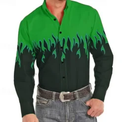 Men's Cowboy Western Shirt Button Up Shirt Cowboy Shirt Long Sleeve Fashion Designer Western Daily Fall & Winter Turndown Collared Shirts 3D Print Front Pocket Red Purple Brown Green Blue+Blue