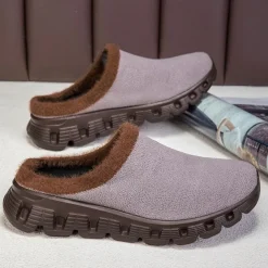 Men's Cozy Slip-On Winter Clogs with Plush Lining and Anti-Slip Sole - Comfortable Indoor and Outdoor Shoes for Cold Weather